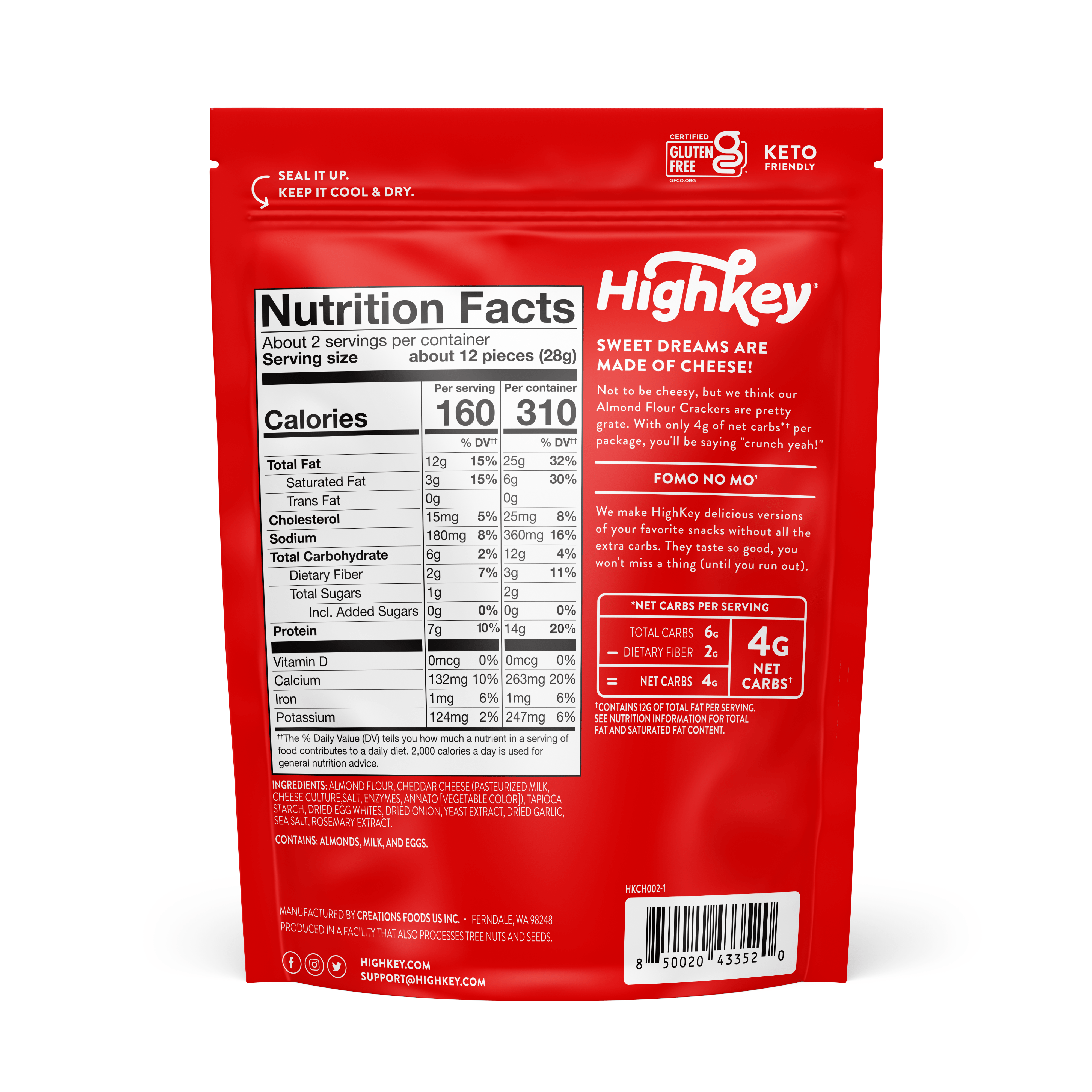 Almond Flour Crackers: Cheddar (6 Pack - 2 oz Bags) - View 2