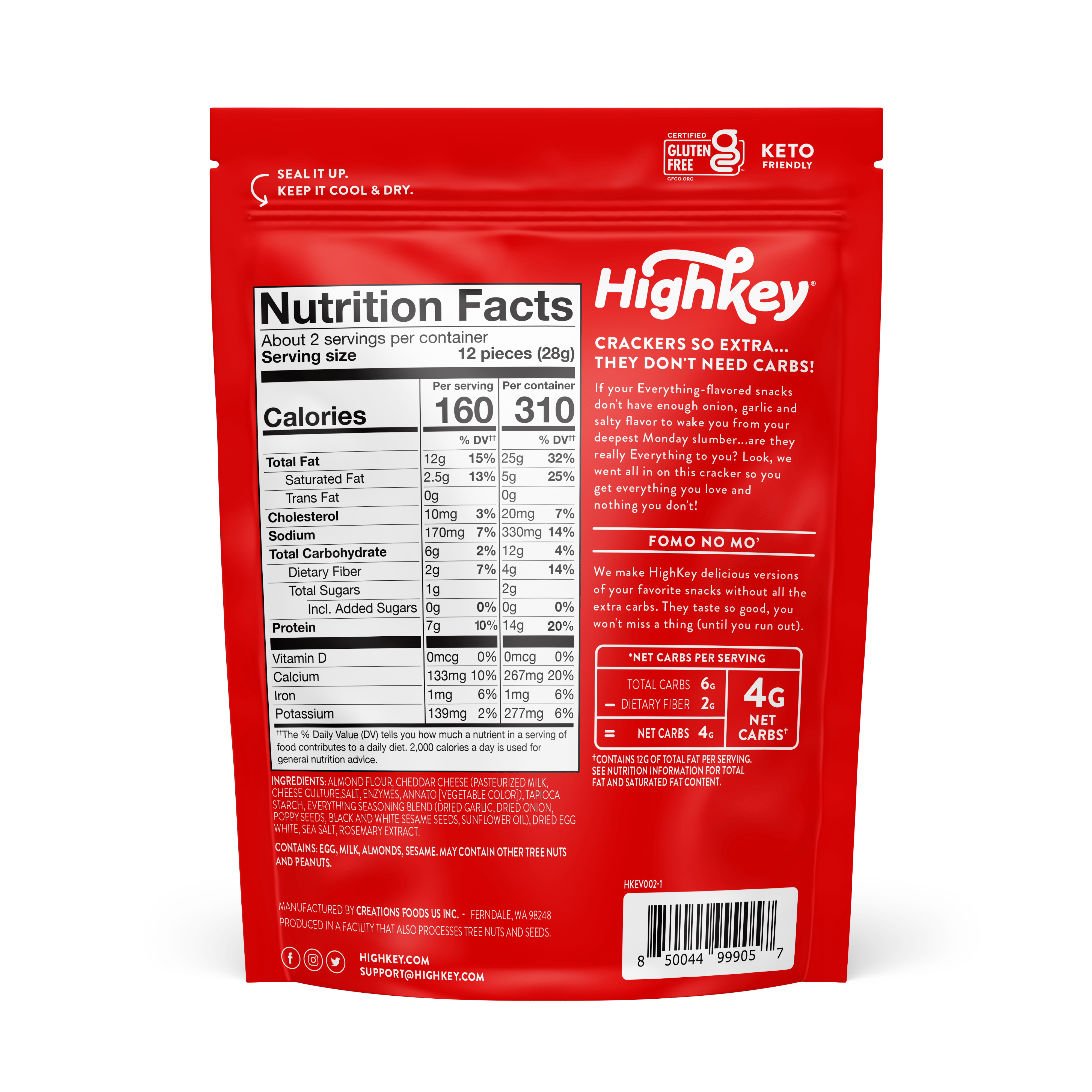 Almond Flour Crackers: Everything (6 Pack - 2 oz bags) - View 2